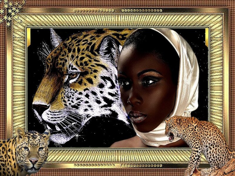 Woman with Leopard — Black, Dramatic