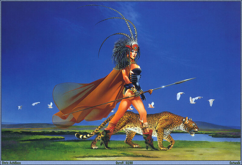 Woman with Leopard — Blue