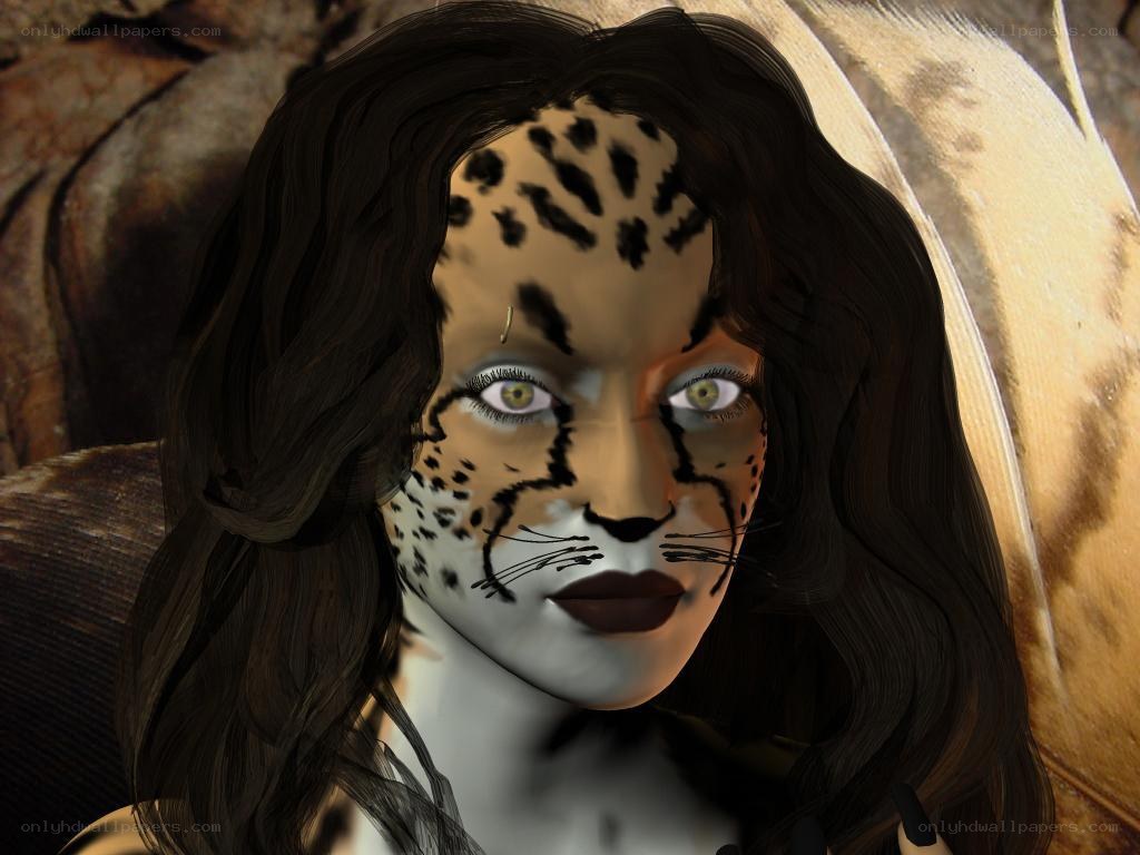 woman with leopard face paint