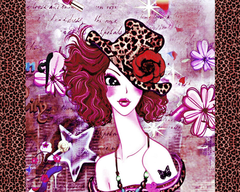 Woman with Leopard Hat — Purple