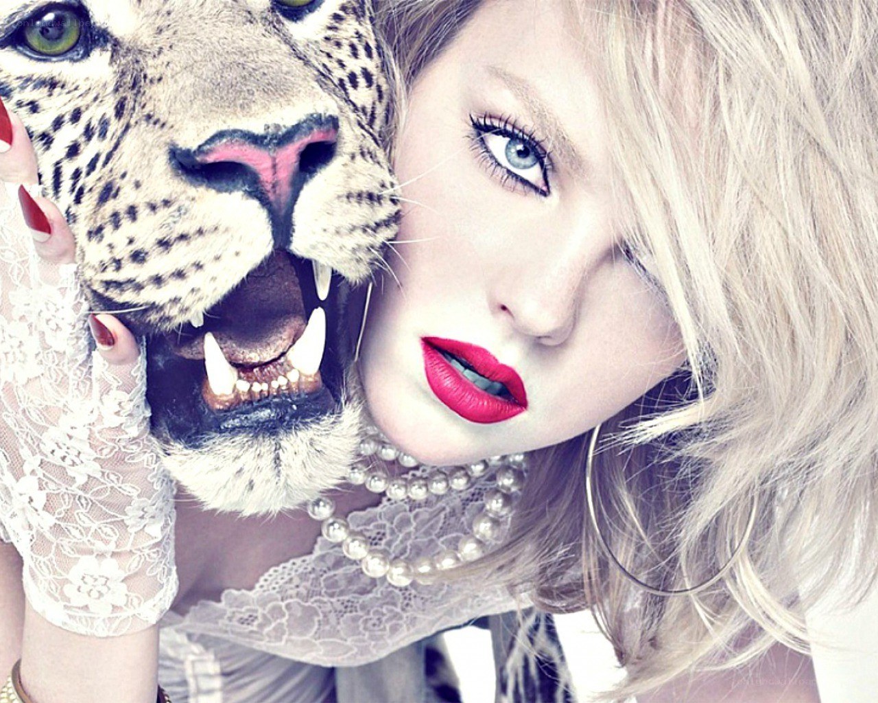 woman with leopard head