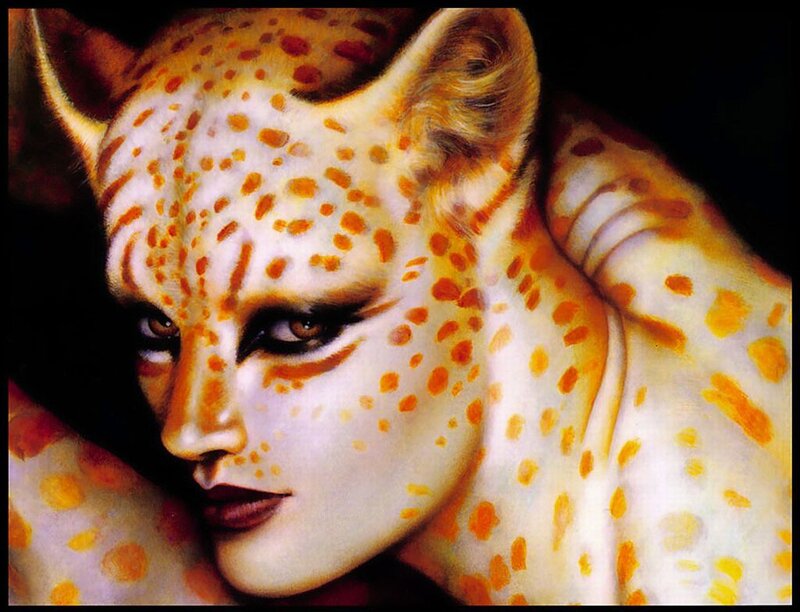 Woman with Leopard Makeup — White
