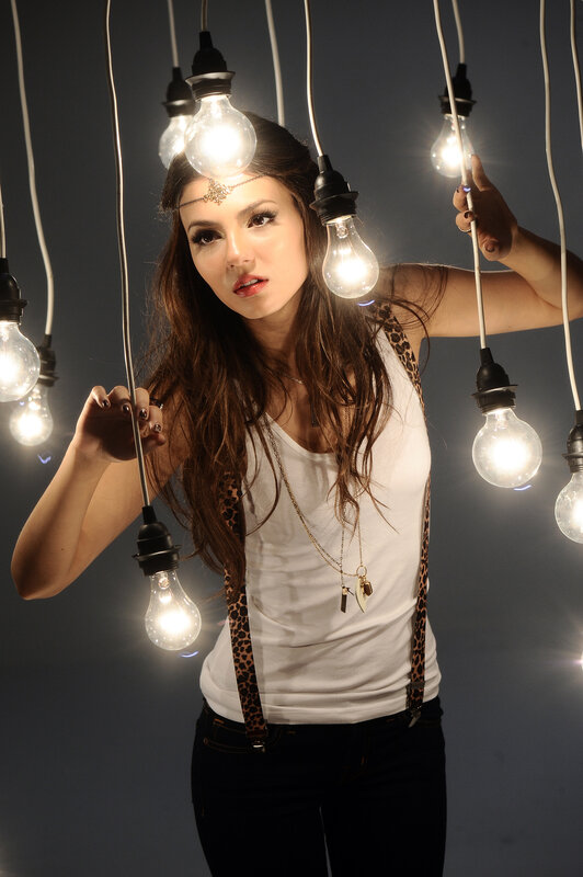 woman with light bulbs