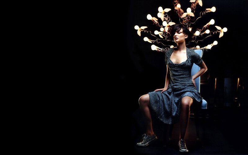 woman with light sculpture