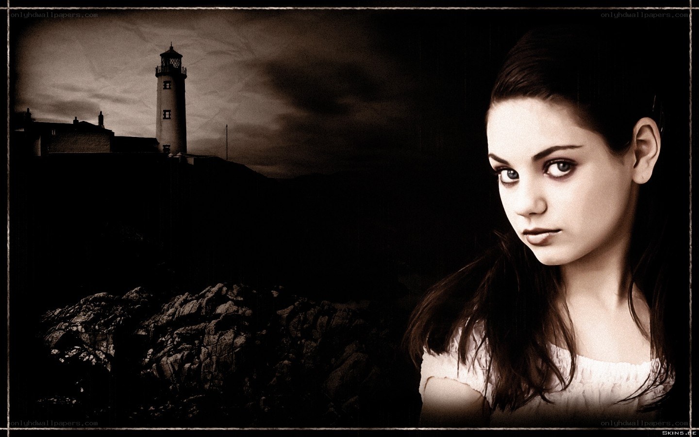 woman with lighthouse background
