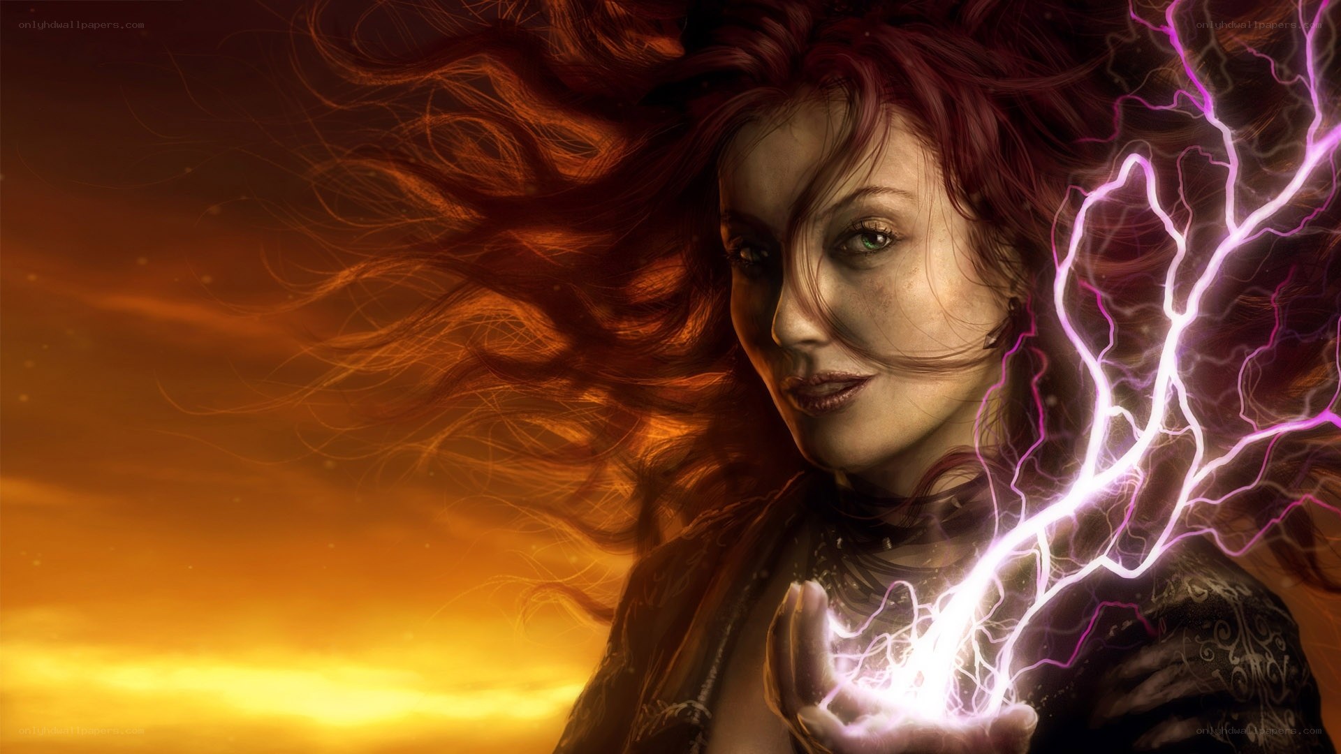 woman with lightning magic