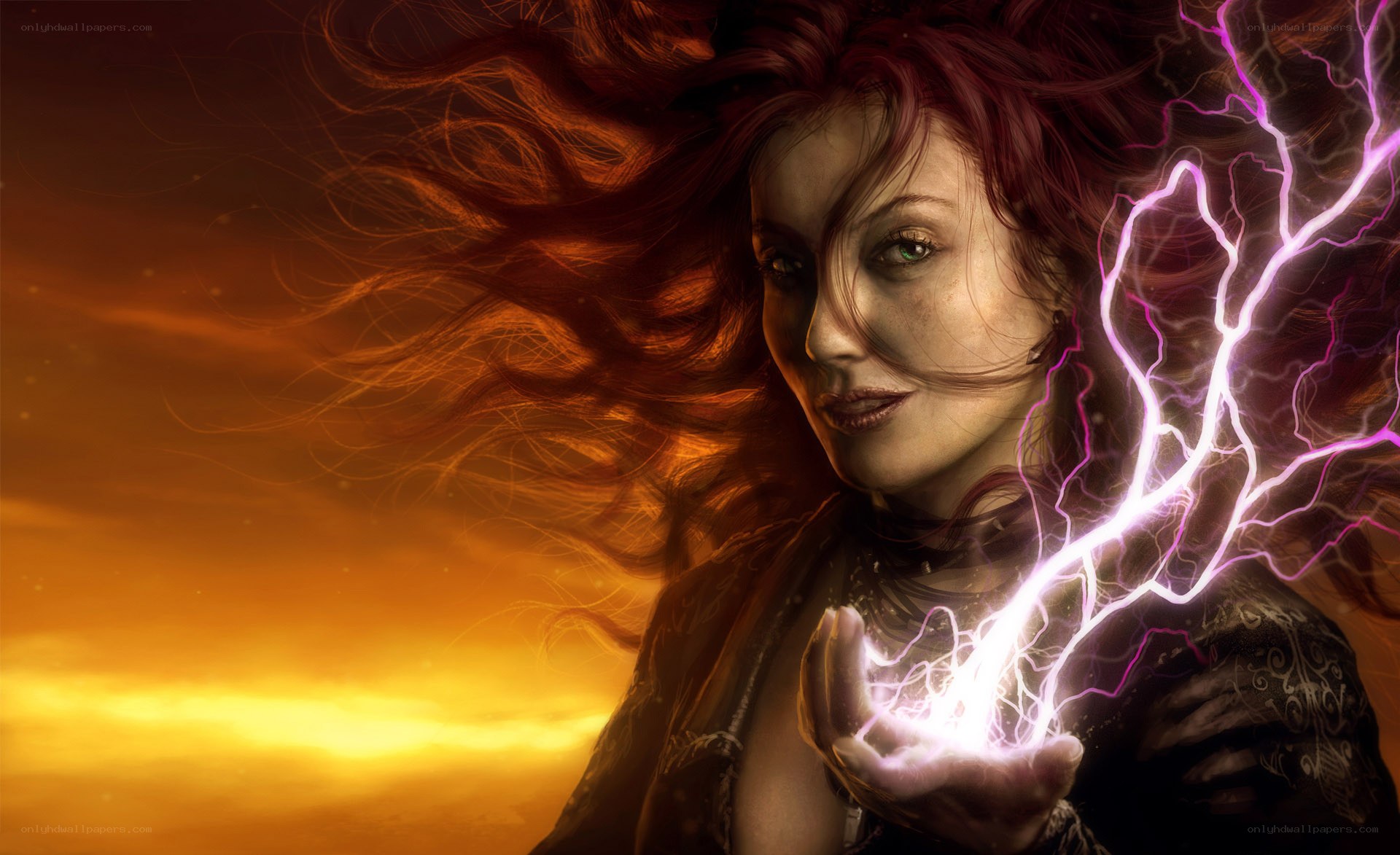 woman with lightning magic