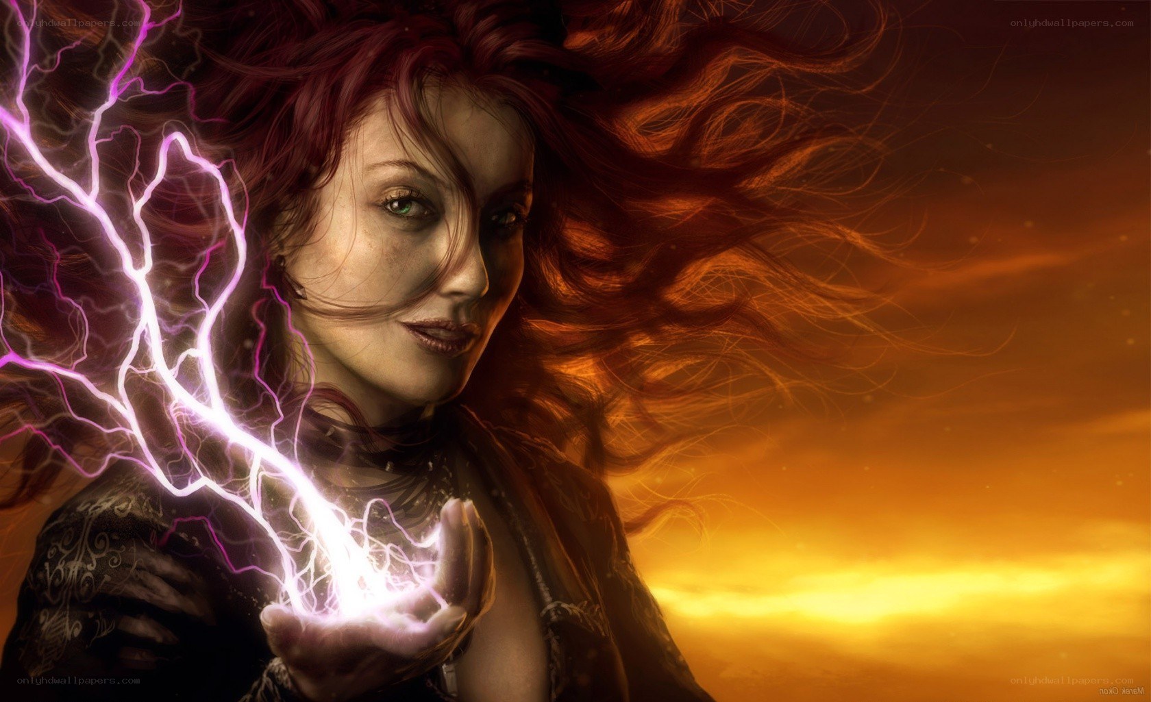 woman with lightning magic