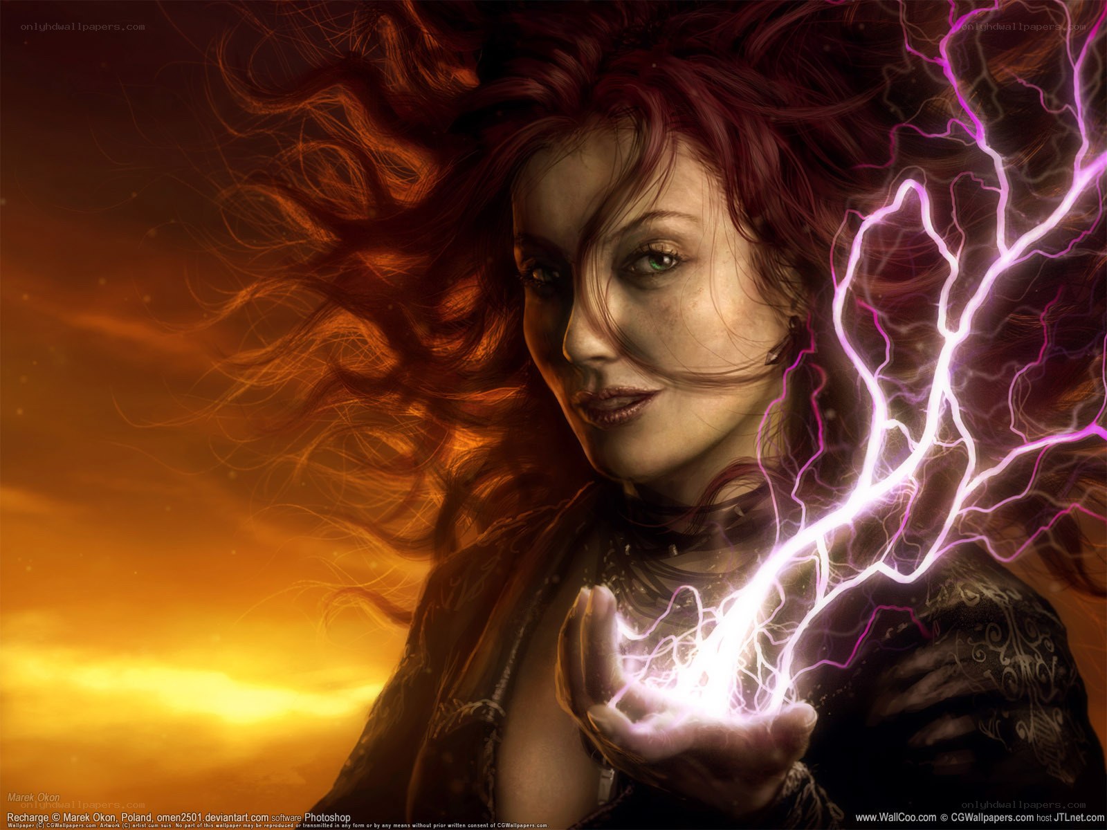 woman with lightning magic