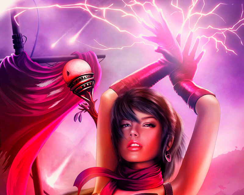 Woman with Lightning Magic — Purple