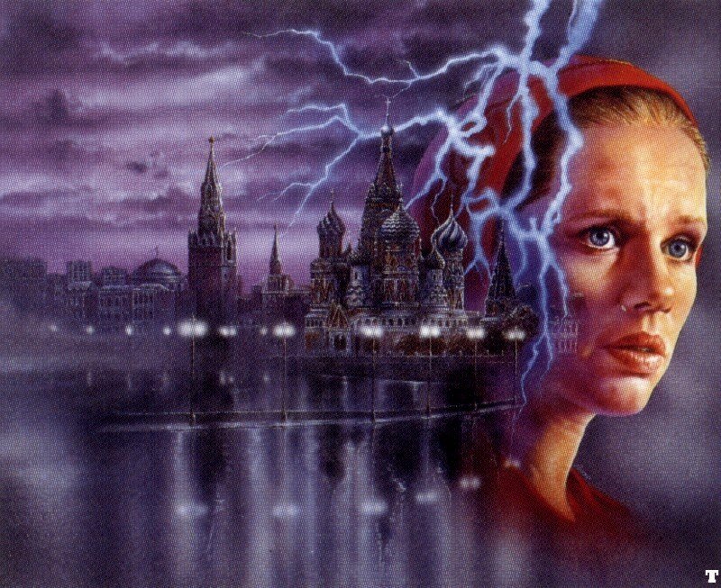 Woman with lightning over Moscow
