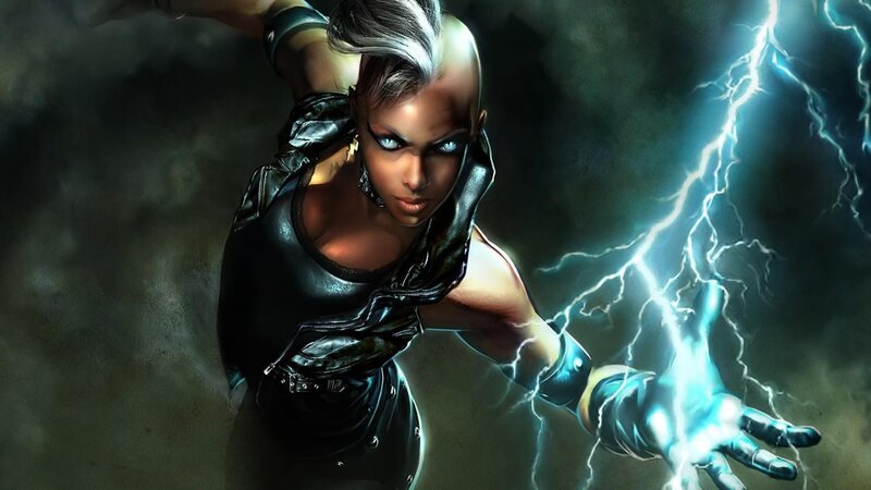 Woman with Lightning Powers — Black, Dramatic, Digital Art, Dark Clouds