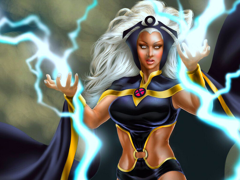 Woman with Lightning Powers — Black, Dramatic, Digital Art