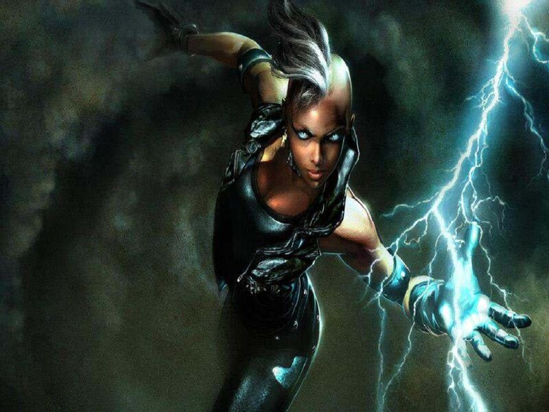 Woman with Lightning Powers — Black, Dramatic, Night