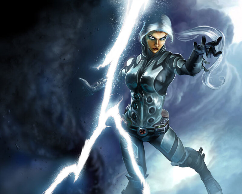 Woman with Lightning Powers — Blue, Dramatic