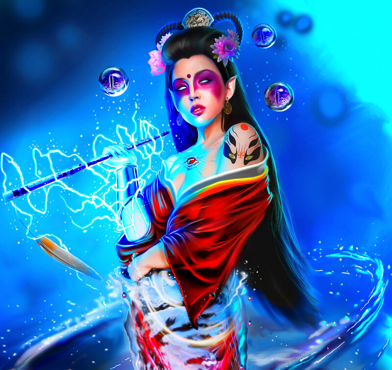 Woman with Lightning Staff