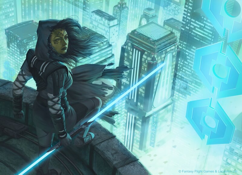 Woman with Lightsaber — Blue, Dramatic, Night
