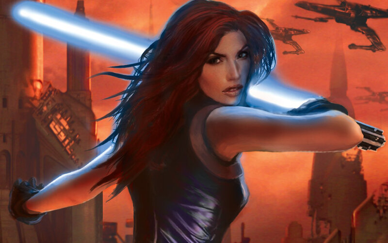 Woman with Lightsabers — Red