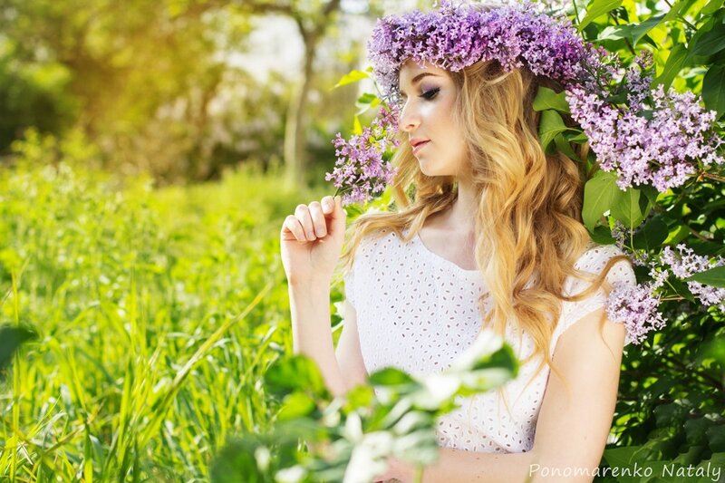 Woman with Lilac Crown — Purple, Serene