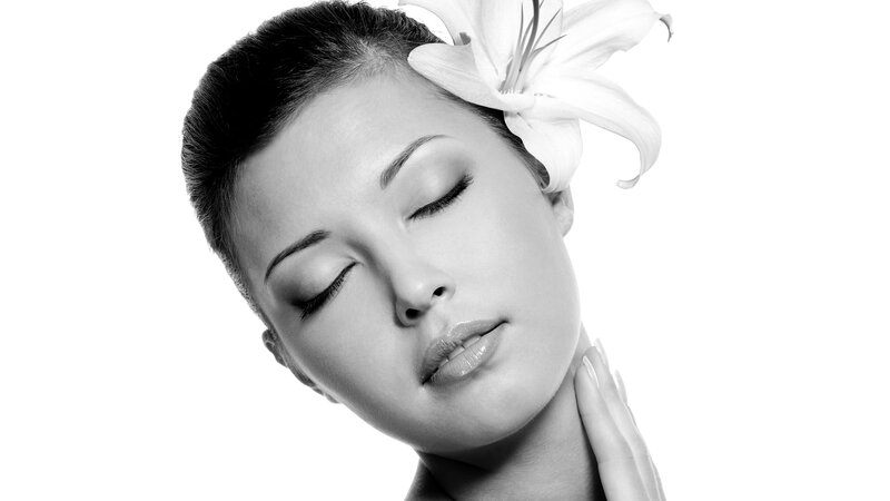 Woman with Lily Flower — Black, Serene