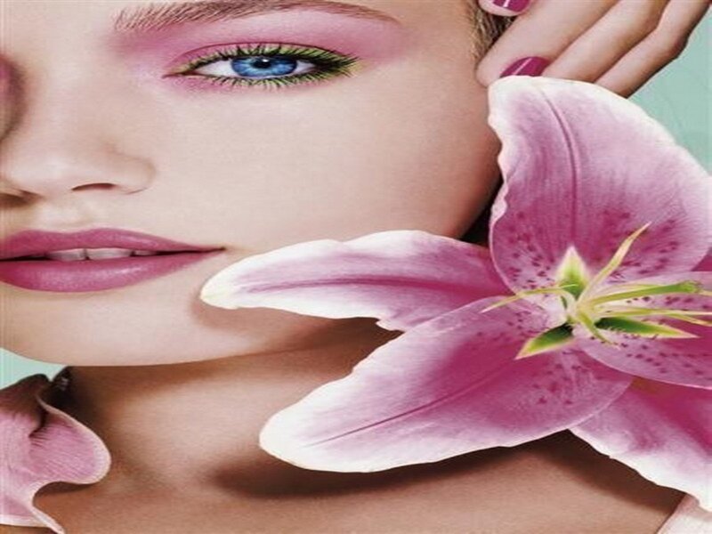 Woman with Lily Flower — Pink, Serene, Photograph