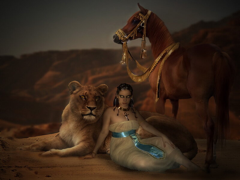 Woman with Lion and Horse