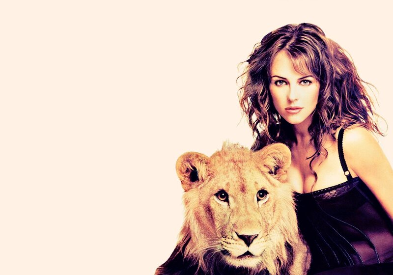Woman with Lion Cub — Brown, Calm