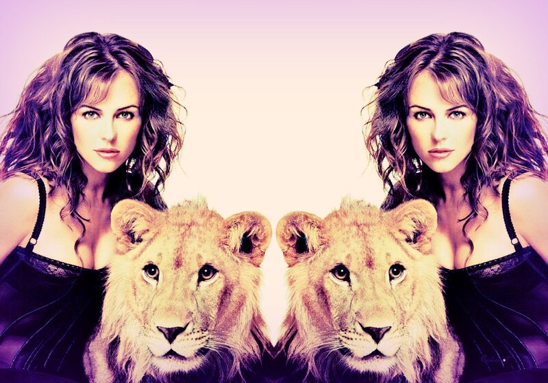 Woman with Lion Cubs — Purple