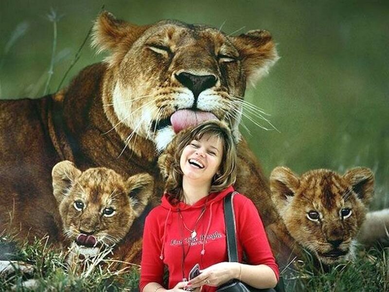 Woman with Lion Family