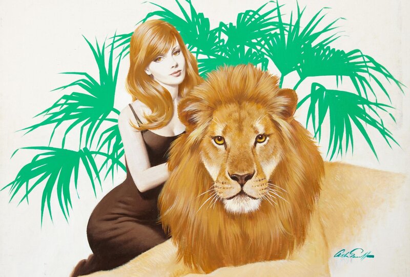 Woman with Lion — Green, Calm