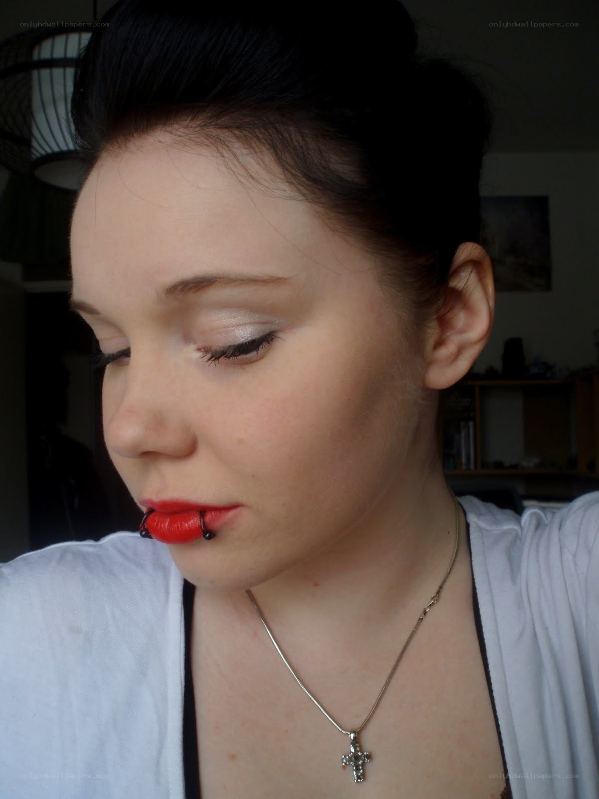 woman with lip piercing
