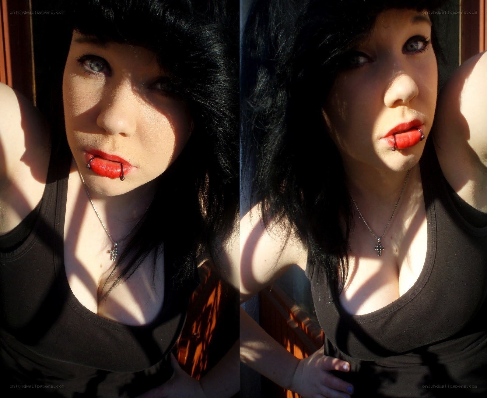 woman with lip piercing