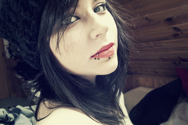 woman with lip piercings