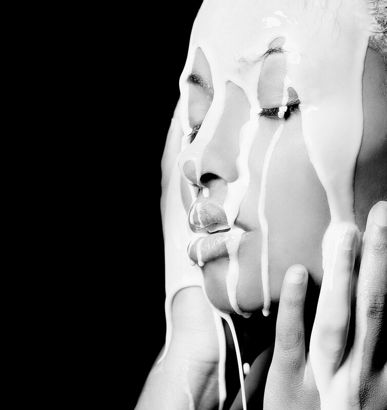woman with liquid on face