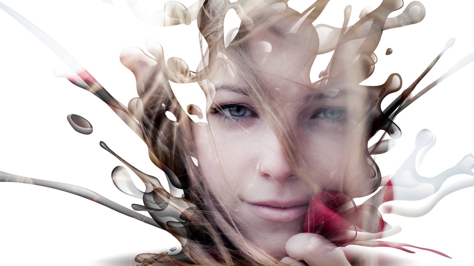 woman with liquid splashes