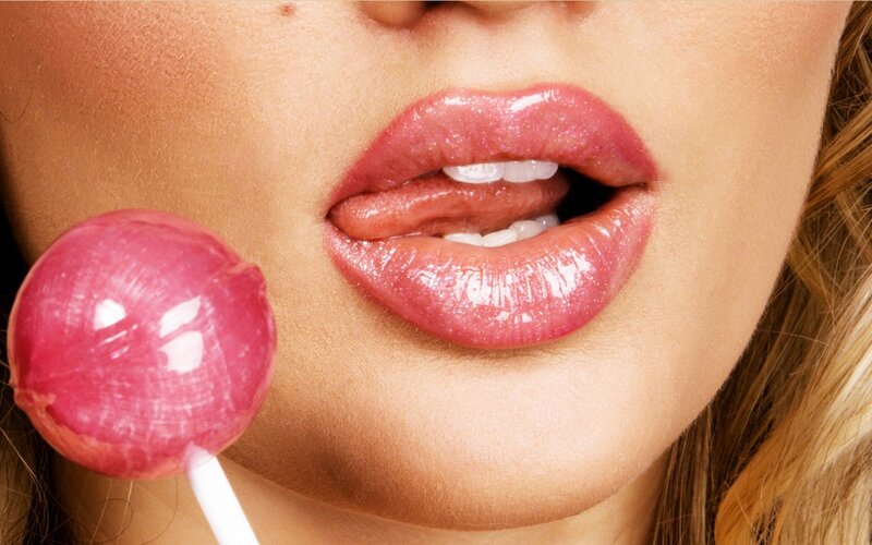 woman with lollipop
