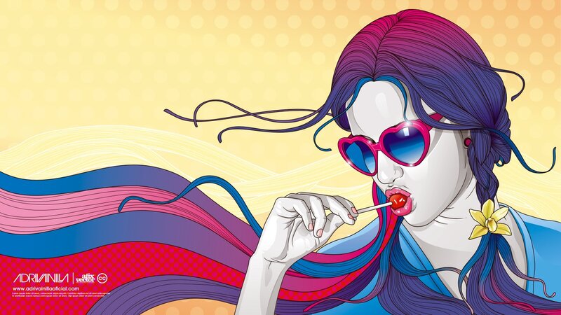 woman with lollipop and sunglasses