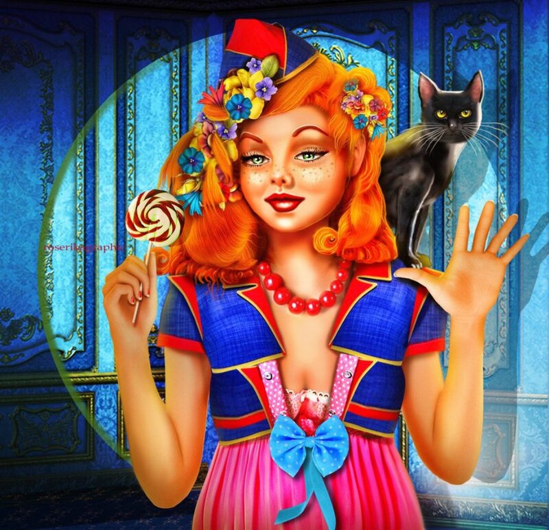 Woman with Lollipop — Blue