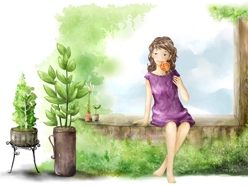 Woman with Lollipop — Green