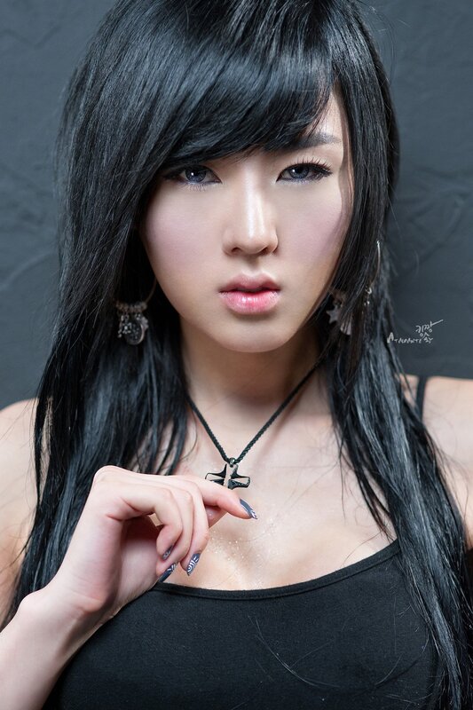 woman with long black hair