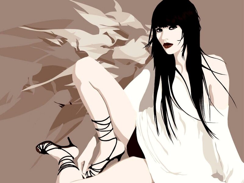 woman with long black hair