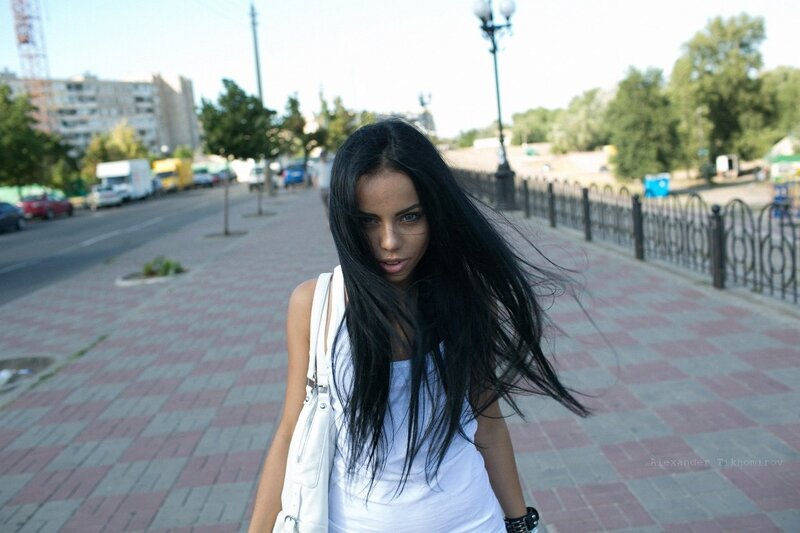 woman with long black hair