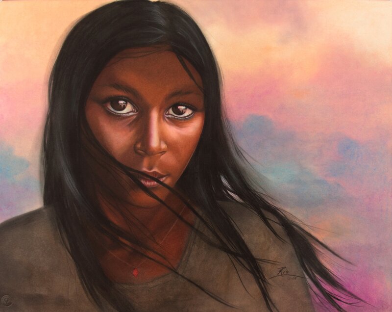 Woman with Long Black Hair — Brown, Dramatic