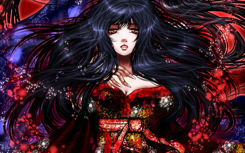 Woman with Long Black Hair — Dramatic, Anime
