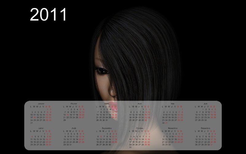 Woman with Long Black Hair — Dramatic, Digital Art, Calendar