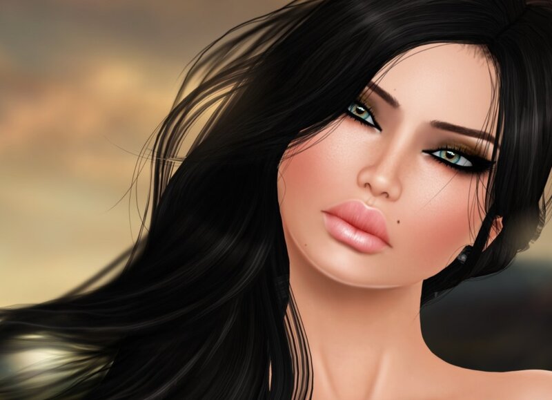 Woman with Long Black Hair — Dramatic, Sunset