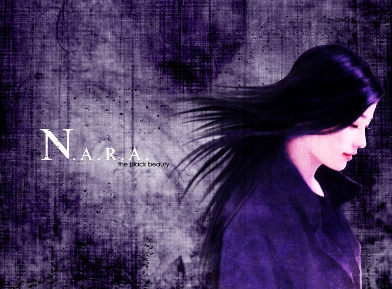 Woman with Long Black Hair — Purple, Dramatic, Digital Art