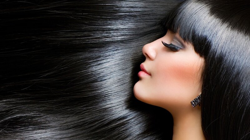 Woman with Long Black Hair — Serene, Photograph, Earring, Makeup, Skin Tone