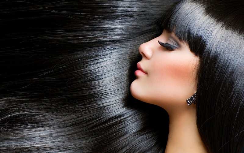 Woman with Long Black Hair — Serene, Photograph, Earring