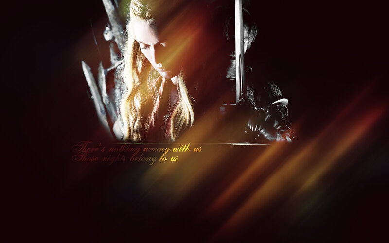 Woman with Long Blonde Hair — Black, Dramatic, Night, Digital Art, Sword